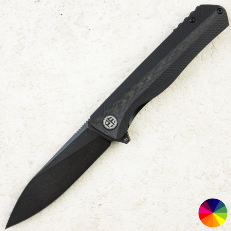 Нож Petrified Fish Forward, D2, Black Stonewashed, Carbon Fiber/G10 Black Handle, PF818CDW Нож Petrified Fish Forward, D2, Black Stonewashed, Carbon Fiber/G10 Black Handle, PF818CDW